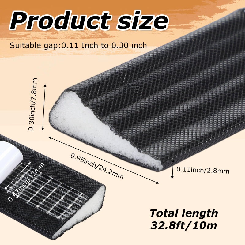 Innconee 32.8ft Wedge-Shape Foam Weather Stripping Seal Strip for Window Door, Soundproofing, Noise-Reduction, Lightproof Insulation Tape for Sliding Doors, Window Frames, Weatherproof Seal (Black) - Image 2