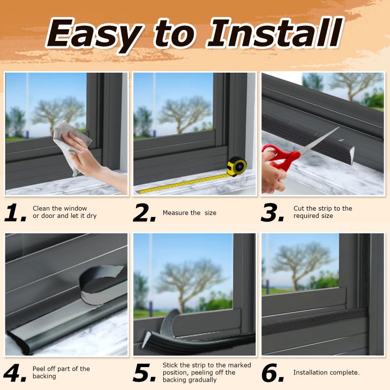Innconee 32.8ft Wedge-Shape Foam Weather Stripping Seal Strip for Window Door, Soundproofing, Noise-Reduction, Lightproof Insulation Tape for Sliding Doors, Window Frames, Weatherproof Seal (Black) - Image 4