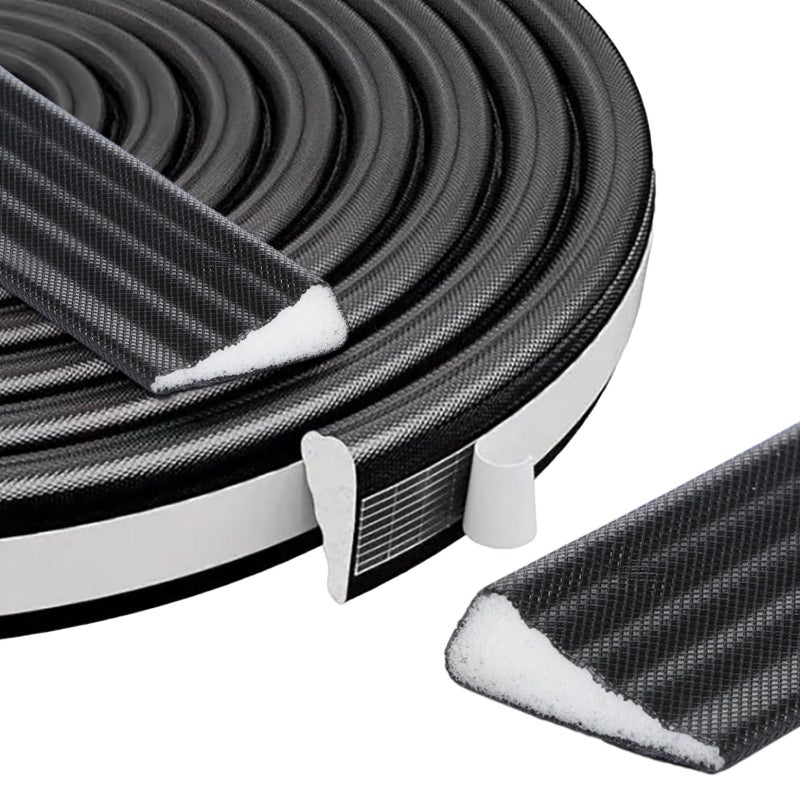 Innconee 32.8ft Wedge-Shape Foam Weather Stripping Seal Strip for Window Door, Soundproofing, Noise-Reduction, Lightproof Insulation Tape for Sliding Doors, Window Frames, Weatherproof Seal (Black) - Image 1