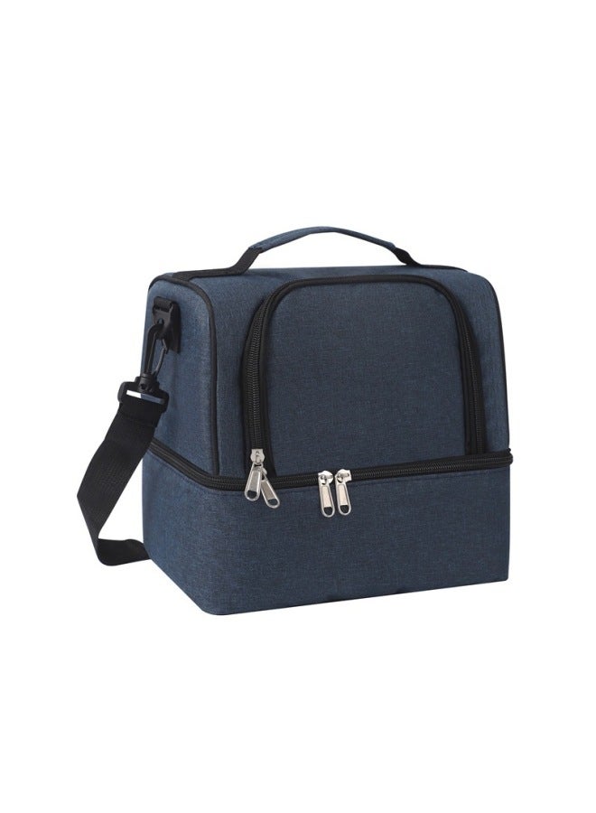 Double-layer Single-shoulder Insulated Lunch Bag, Portable Makeup And Toiletry Bag, Hand-carrying Picnic Lunch Box Bag, Fresh-keeping Ice Bag
