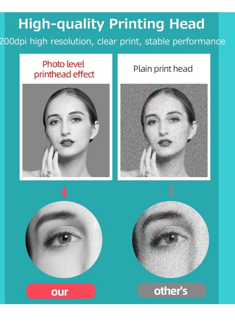 طابعة جيب صغيرة محمولة طابعة حرارية لاسلكية تعمل بتقنية البلوتوث، ملاحظات الصور، أخطاء الطابعة الحرارية، عملية بسيطة، بيضاء - Image 4