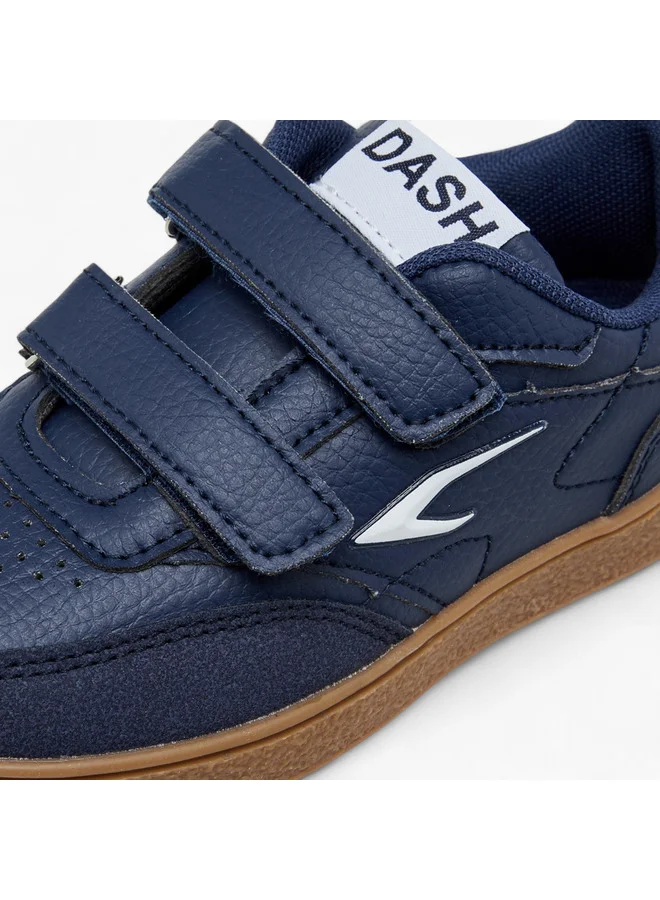 Dash Boys Logo Detail Sneakers with Hook and Loop Closure