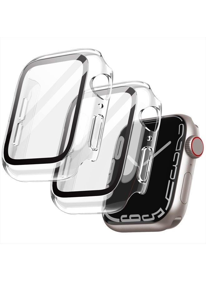 Jetech Case with Screen Protector Compatible with Apple Watch Series 8 7 45mm, Overall Protective Cover, Built-in Tempered Glass Film High Sensitivity, 2 Pack (Clear) - Image 1