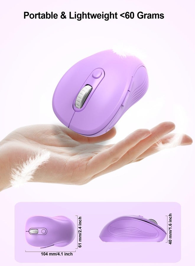 Trueque Wireless Mouse for Laptop, 2.4GHz Ergonomic Computer Mouse with Back & Forward Buttons, 3 Levels Tracking Speed, 6 Buttons, Optical USB Cordless Mice for Windows MacBook PC(Lavender) - Image 4