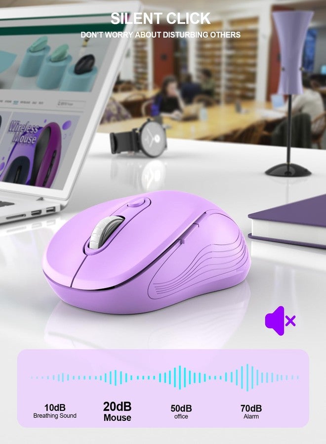 Trueque Wireless Mouse for Laptop, 2.4GHz Ergonomic Computer Mouse with Back & Forward Buttons, 3 Levels Tracking Speed, 6 Buttons, Optical USB Cordless Mice for Windows MacBook PC(Lavender) - Image 3