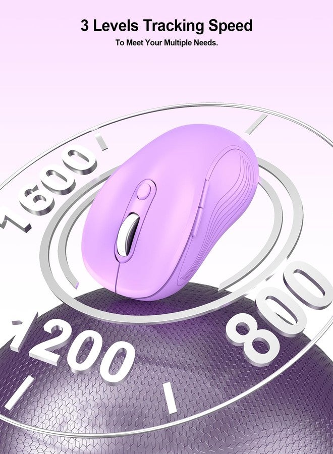 Trueque Wireless Mouse for Laptop, 2.4GHz Ergonomic Computer Mouse with Back & Forward Buttons, 3 Levels Tracking Speed, 6 Buttons, Optical USB Cordless Mice for Windows MacBook PC(Lavender) - Image 5