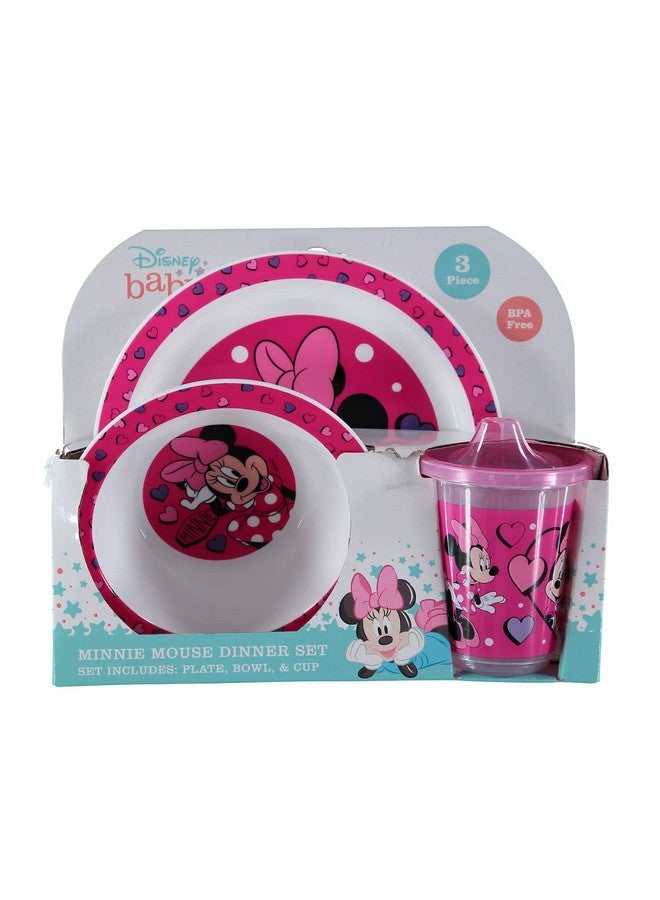 Minnie Mouse Dinner Set Box With Plate Bowl And Spillfree Training Cup For Kids Cute And Fun Disney Baby Bpa Free Plastic Dinnerware Set Featuring Minnie Mouse For Boys And Girls 3 Pieces Set - Image 5