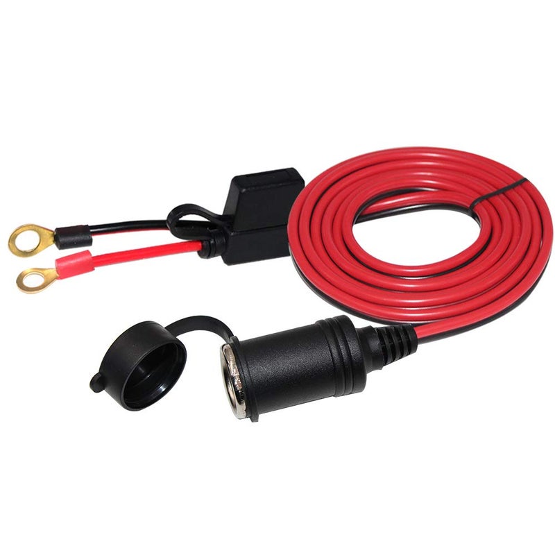 13FT 12V Female Cigarette Lighter Socket Battery Eyelet Ring Terminal 12volt Extension Cord Outlet Adapter Plug Power Supply Car Electrical Dc Cigarettes Charger Accessory Connector Kit 15Fuse13FT