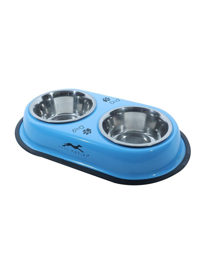 Pets Empire Cat Food Bowls, Feeder Double Diner Stainless Steel Pet Bowl, Utensils Bowl For Pets Feeding, Anti Slip Mat 2 X 200 Ml (Color May Vary) - Image 3