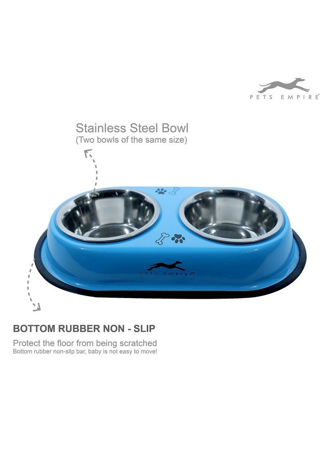 Pets Empire Cat Food Bowls, Feeder Double Diner Stainless Steel Pet Bowl, Utensils Bowl For Pets Feeding, Anti Slip Mat 2 X 200 Ml (Color May Vary) - Image 4