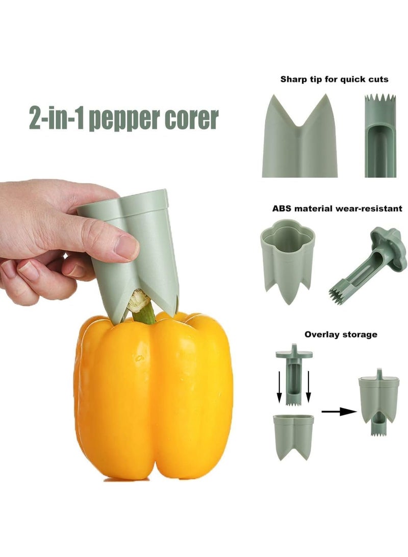 Pepper Seed Corer Remover, Upgrade 2 in 1 Bell Pepper Cutter Quickly Cutting and Deseeding Bell Pepper Corer Tool for Vegetables Kitchen Gadget - Image 5