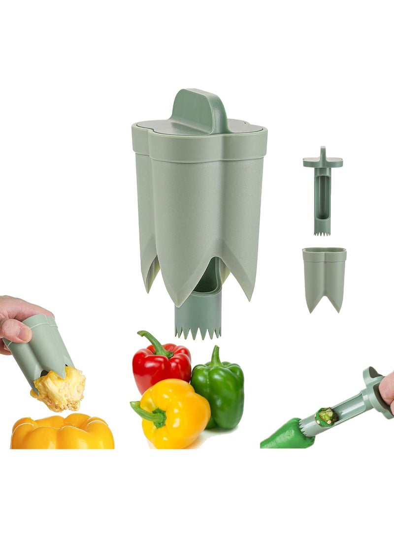 Pepper Seed Corer Remover, Upgrade 2 in 1 Bell Pepper Cutter Quickly Cutting and Deseeding Bell Pepper Corer Tool for Vegetables Kitchen Gadget - Image 1