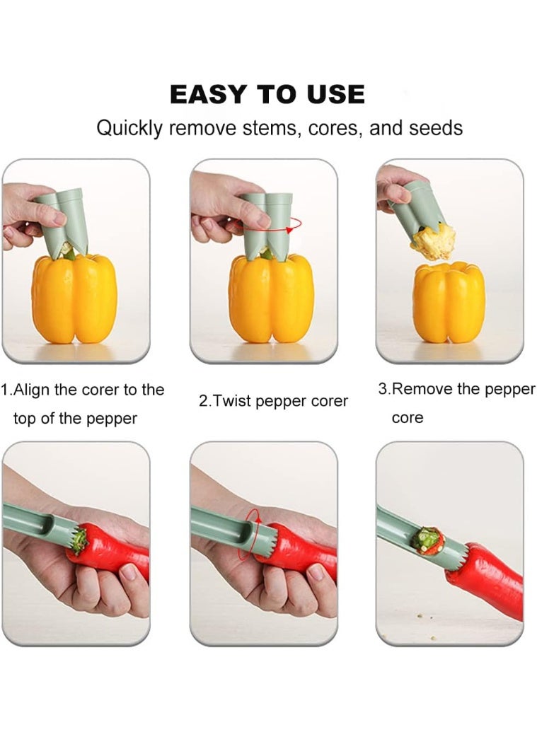 Pepper Seed Corer Remover, Upgrade 2 in 1 Bell Pepper Cutter Quickly Cutting and Deseeding Bell Pepper Corer Tool for Vegetables Kitchen Gadget - Image 3