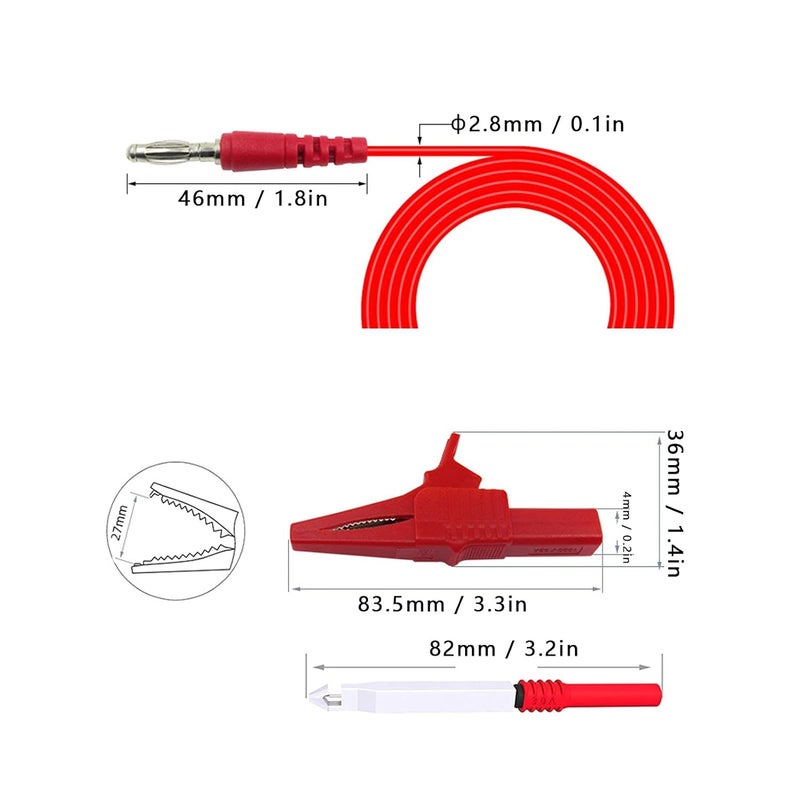 Banana Connector Test Cable Kit, Electrical Testing Wire Set with Clip and Back Probe, Brass Banana Plug for Auto Diagnosis, Physics Lab, School, Home and Industrial Use - Image 4