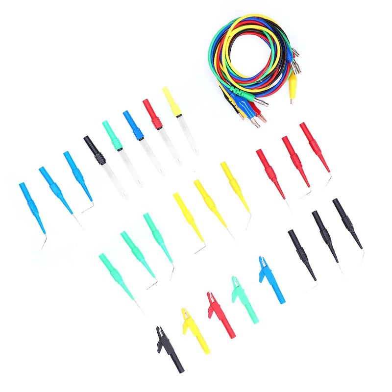 Banana Connector Test Cable Kit, Electrical Testing Wire Set with Clip and Back Probe, Brass Banana Plug for Auto Diagnosis, Physics Lab, School, Home and Industrial Use - Image 3