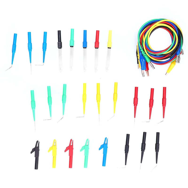 Banana Connector Test Cable Kit, Electrical Testing Wire Set with Clip and Back Probe, Brass Banana Plug for Auto Diagnosis, Physics Lab, School, Home and Industrial Use - Image 1