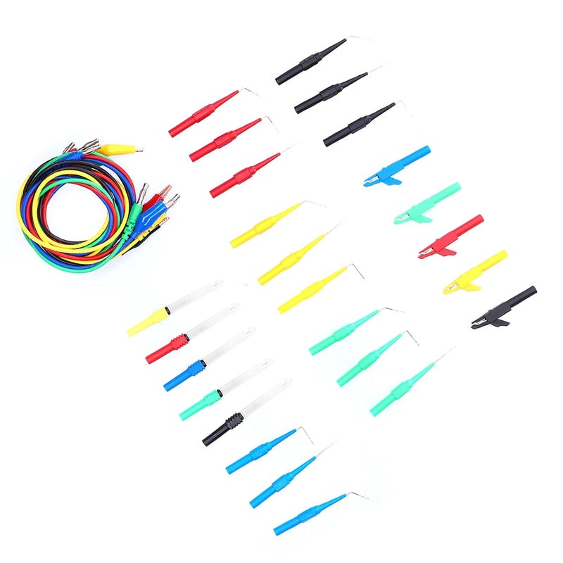 Banana Connector Test Cable Kit, Electrical Testing Wire Set with Clip and Back Probe, Brass Banana Plug for Auto Diagnosis, Physics Lab, School, Home and Industrial Use - Image 2