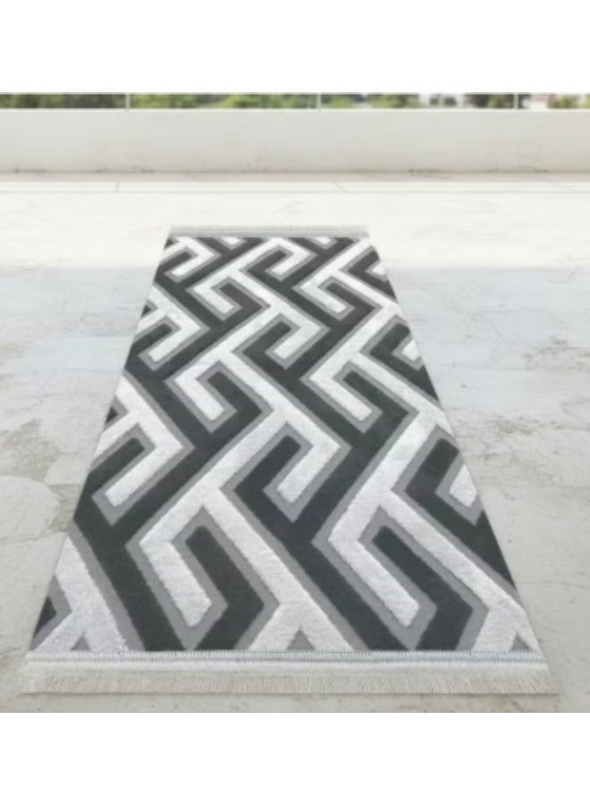 Soft, cushioned long runner rug (400 x 100 cm) – Rug for bedrooms and hallways – Modern geometric-patterned floor rug – Luxury entryway and hallway runner – Comfortable home rug for daily use - Image 4