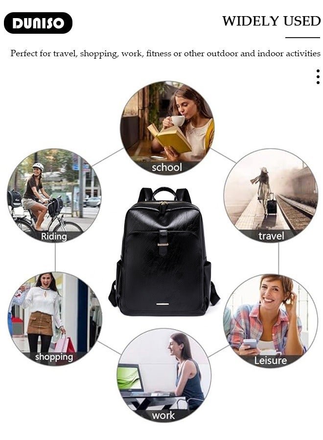 DUNISO Women Backpack Purse, Anti Theft Backpack for Woman, Fashion Waterproof PU Leather Travel Backpack for Ladies, Lightweight Daily Backpack Shoulder Bag Handbag Anti-theft Casual  Daypack  - Image 3