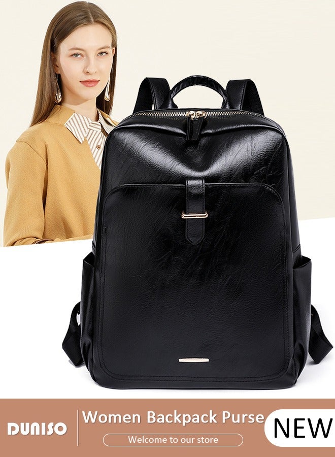 DUNISO Women Backpack Purse, Anti Theft Backpack for Woman, Fashion Waterproof PU Leather Travel Backpack for Ladies, Lightweight Daily Backpack Shoulder Bag Handbag Anti-theft Casual  Daypack  - Image 1
