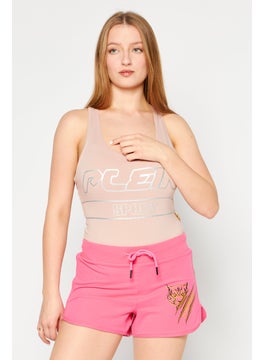 Plein Sport Women Sportswear Fit Sleeveless Training Bodysuit, Mauve  - Image 1