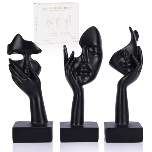 oliruim 3 Pcs Thinker Large Statue Set - Black Art Abstract Home Accent Figurines for Living Room, Bedroom, Shelves, Office Desktop, Coffee Table Decor, Gift for Women (3 Pcs Black, 9") - Image 1