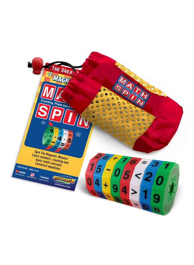 Geospace Original Math Spin Travel Edition Handheld Magnetic Number & Equation Game With Storage Pouch  - Image 2