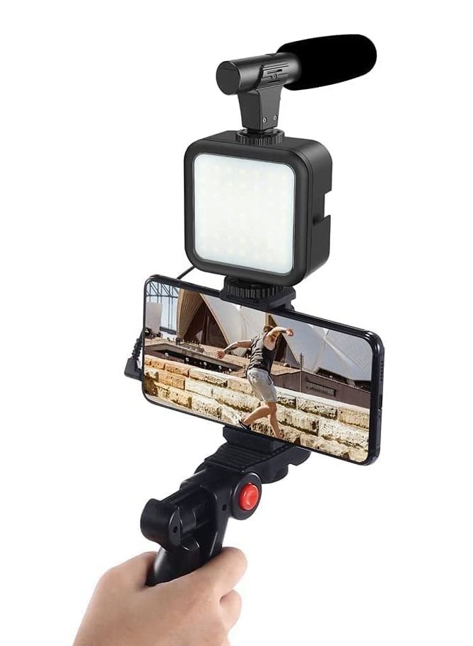 Smartphone & Camera Vlogging Studio Kits Video Shooting Photography Suit with Microphone LED Fill Light Mini Tripod  - Image 4
