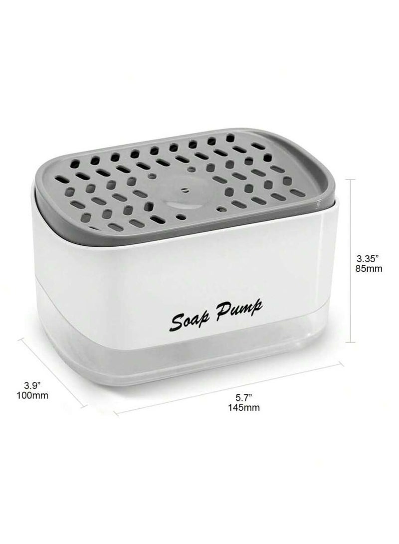 2 in 1 Liquid Soap Dispenser with Sponge Holder, Dishwashing Liquid Dispenser, Plastic Hand Pump Dispenser for Kitchen Sink - Image 5