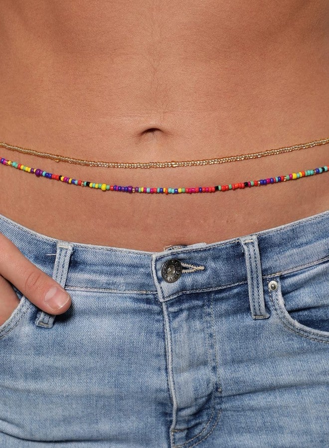 Aaishwarya Set Of 2 Multicolor Beads Beaded Waist chains for Women and Girls | Hip Chain Valentine gift for Girlfriend, Wife | Stylish Beach Kamarband Accessory - Image 4