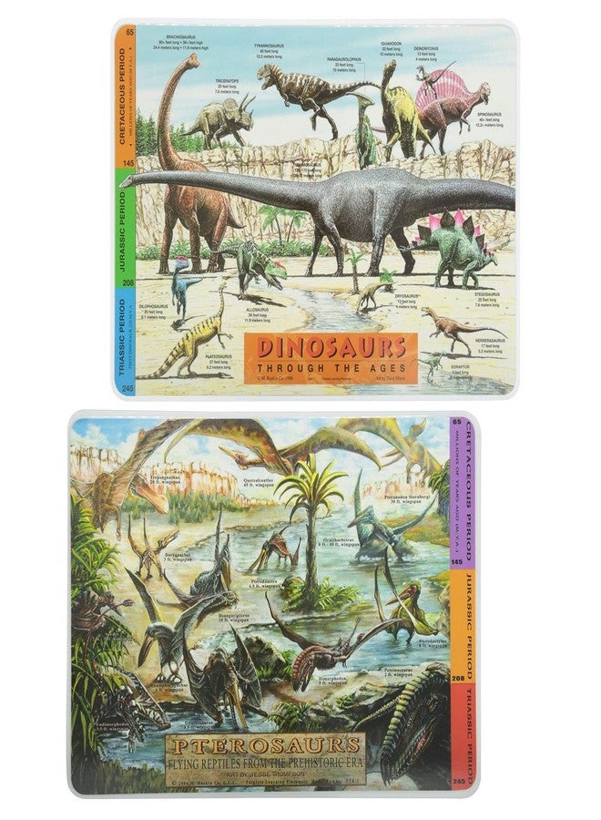Painless Learning Educational Placemats for Kids Dinosaurs and Pterosaurs [Set of 2] - Image 1