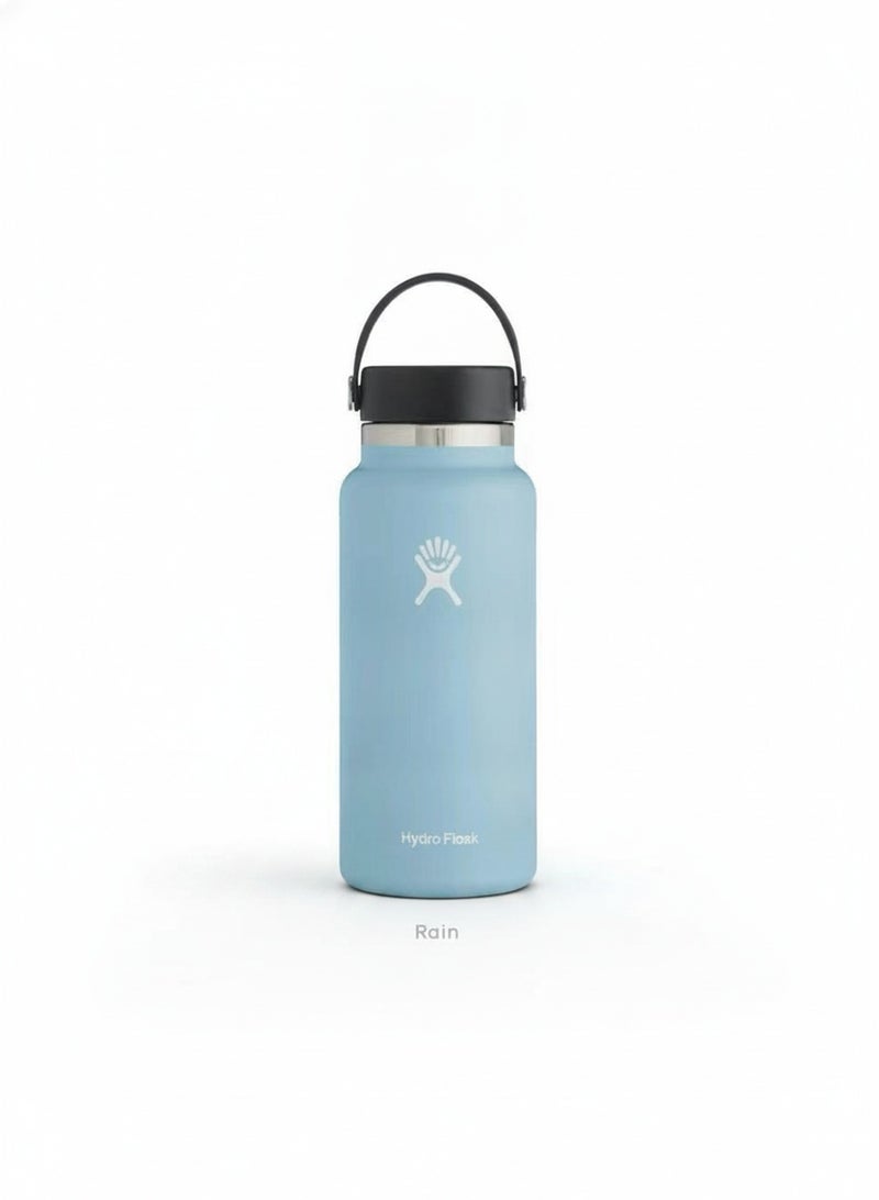Hydro Flask Wide Mouth Water Bottle 946ml Double Wall Vacuum Insulated 18/8 Stainless Steel Tumbler Flex Cap with Rubber Carry Handle Keeps Cold 24H Hot 12H Leakproof Flask for Camping Hiking Gym Yoga Outdoor Travel Matte Multi Colors - Image 1