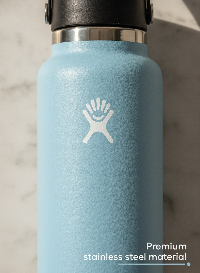 Hydro Flask Wide Mouth Water Bottle 946ml Double Wall Vacuum Insulated 18/8 Stainless Steel Tumbler Flex Cap with Rubber Carry Handle Keeps Cold 24H Hot 12H Leakproof Flask for Camping Hiking Gym Yoga Outdoor Travel Matte Multi Colors - Image 4