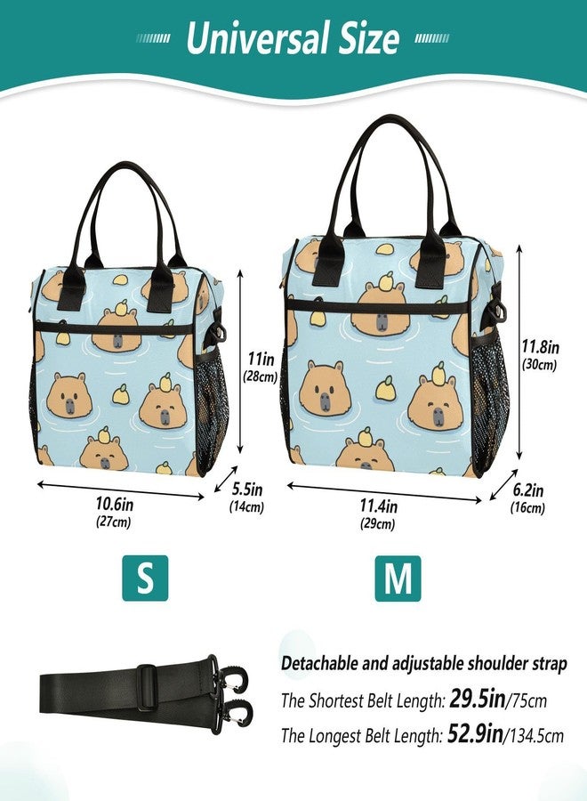Boccsty Cute Capybara with Lemon Kids Reusable Lunch Box Boys Girls Insulated Lunch Bag Women Men Cooler Tote Bag Organizer Meal Prep for School Office Picnic M - Image 2