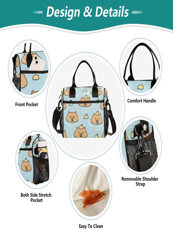 Boccsty Cute Capybara with Lemon Kids Reusable Lunch Box Boys Girls Insulated Lunch Bag Women Men Cooler Tote Bag Organizer Meal Prep for School Office Picnic M - Image 3