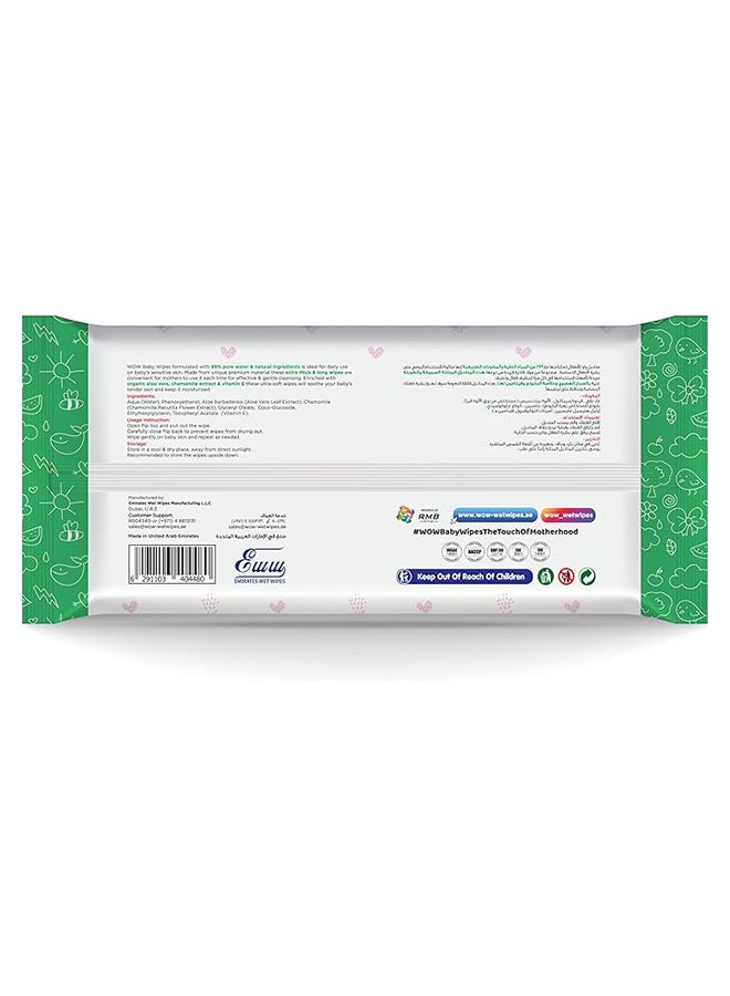 WOW Baby Wipes - Fragrance Free 99% Water Wipes | Extra Thick Long Wipes with Organic Aloe Vera, Chamomile Extract and Vitamin E, Gentle on sensitive skin| 80's (2 + 1) value pack | 240 Wipes - Image 4