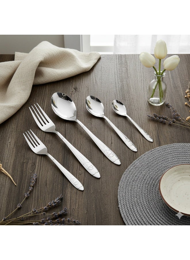 كازا روزا طقم أدوات مائدة من الستانلس ستيل المقاوم للصدأ مكون من 60 قطعة فضي - Image 1