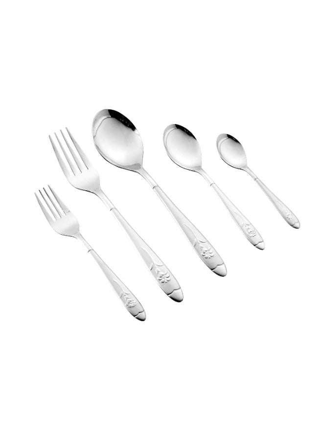 كازا روزا طقم أدوات مائدة من الستانلس ستيل المقاوم للصدأ مكون من 60 قطعة فضي - Image 2