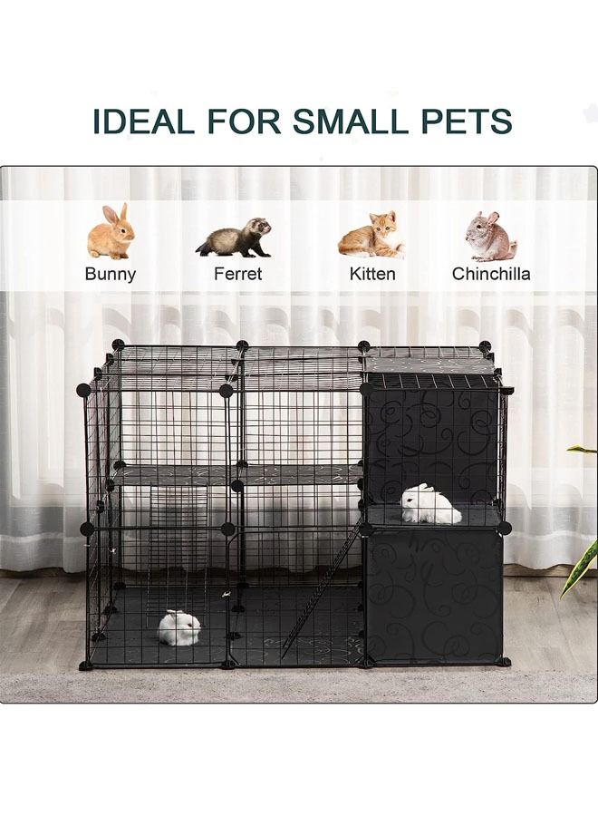 الحيوانات الأليفة الضميمة قفص الحيوانات الصغيرة المجلس ، مع باب سلالم و الأرانب و القطط و القطط و النمس رفوف التخزين - Image 5