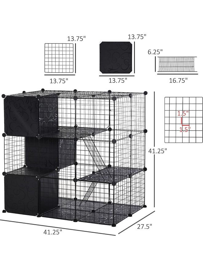 الحيوانات الأليفة الضميمة قفص الحيوانات الصغيرة المجلس ، مع باب سلالم و الأرانب و القطط و القطط و النمس رفوف التخزين - Image 2