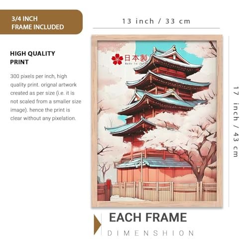 kotart Japanese Cities Framed Posters for Living Room Bedroom Gaming Room Studio | Japanese Cities Aesthetic Poster with Frame Wall Decor Set Of 3 (13 X 17 inch) - Image 2