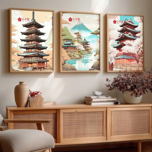 kotart Japanese Cities Framed Posters for Living Room Bedroom Gaming Room Studio | Japanese Cities Aesthetic Poster with Frame Wall Decor Set Of 3 (13 X 17 inch) - Image 1