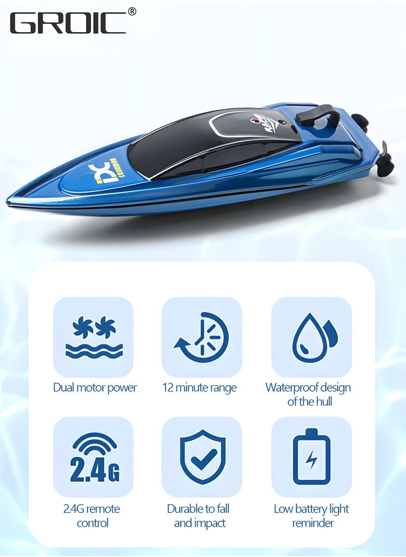 GROIC RC Boat Remote Control Boats for Pools and Lakes, 2.4G High Speed Remote Control Boat, Adventure Racing Boat Toys for Kids  - Image 2