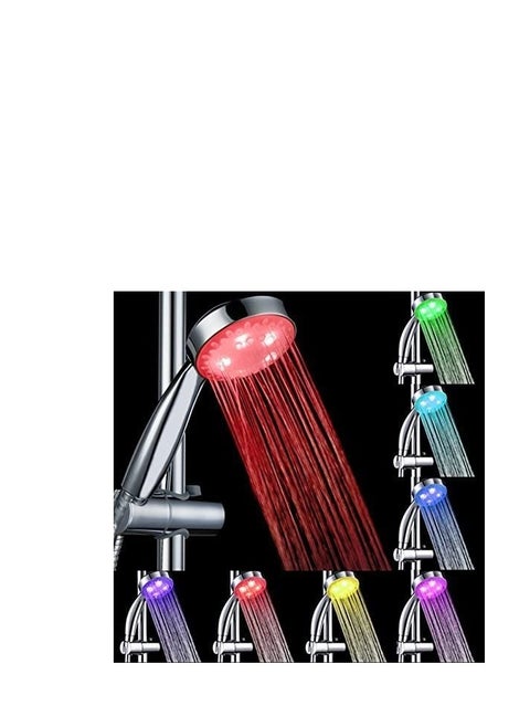 LED Illuminated Shower Head - With Thermal Sensor Automatically Changes Colors According To Temperature, Water Saving And Eco-friendly, Illuminates Water Flow Ideal For Child Safety
