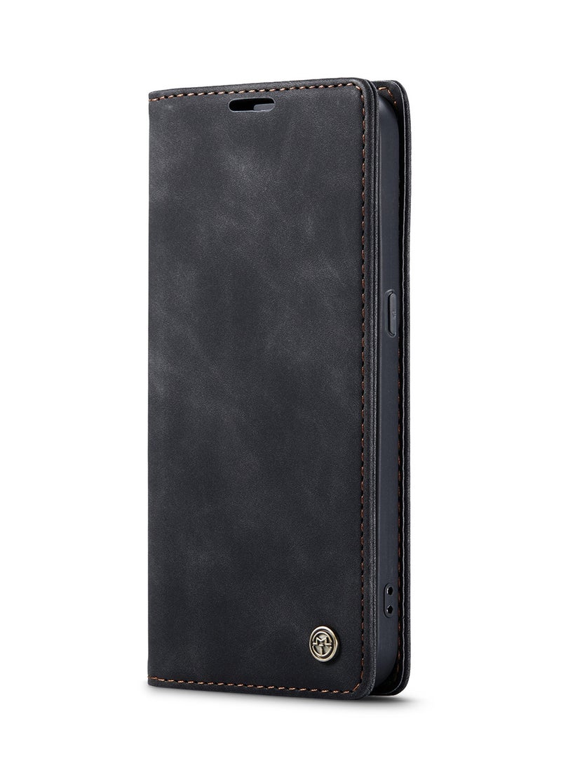 CaseMe Oppo Reno 8 5G Case Wallet Case Book Folding Flip Folio Case with Magnetic Kickstand Card Slots Protective Cover - Black - Image 3