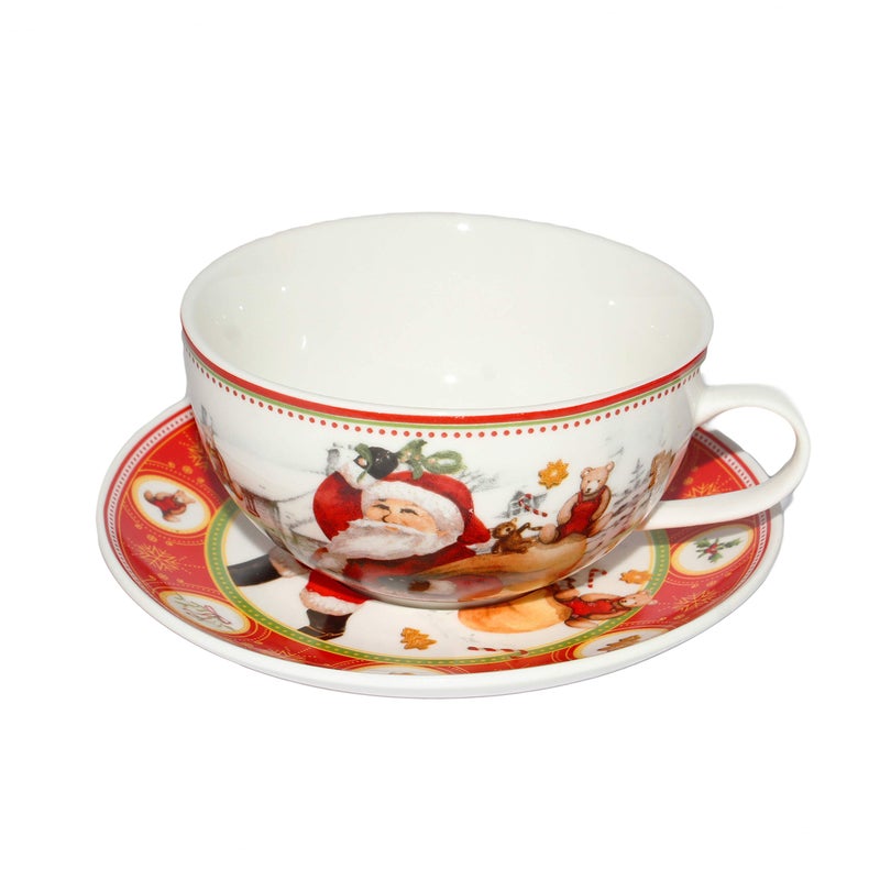 Jades : Christmas Ceramic Tea Pot with Infuser Cup and Saucer - Image 4