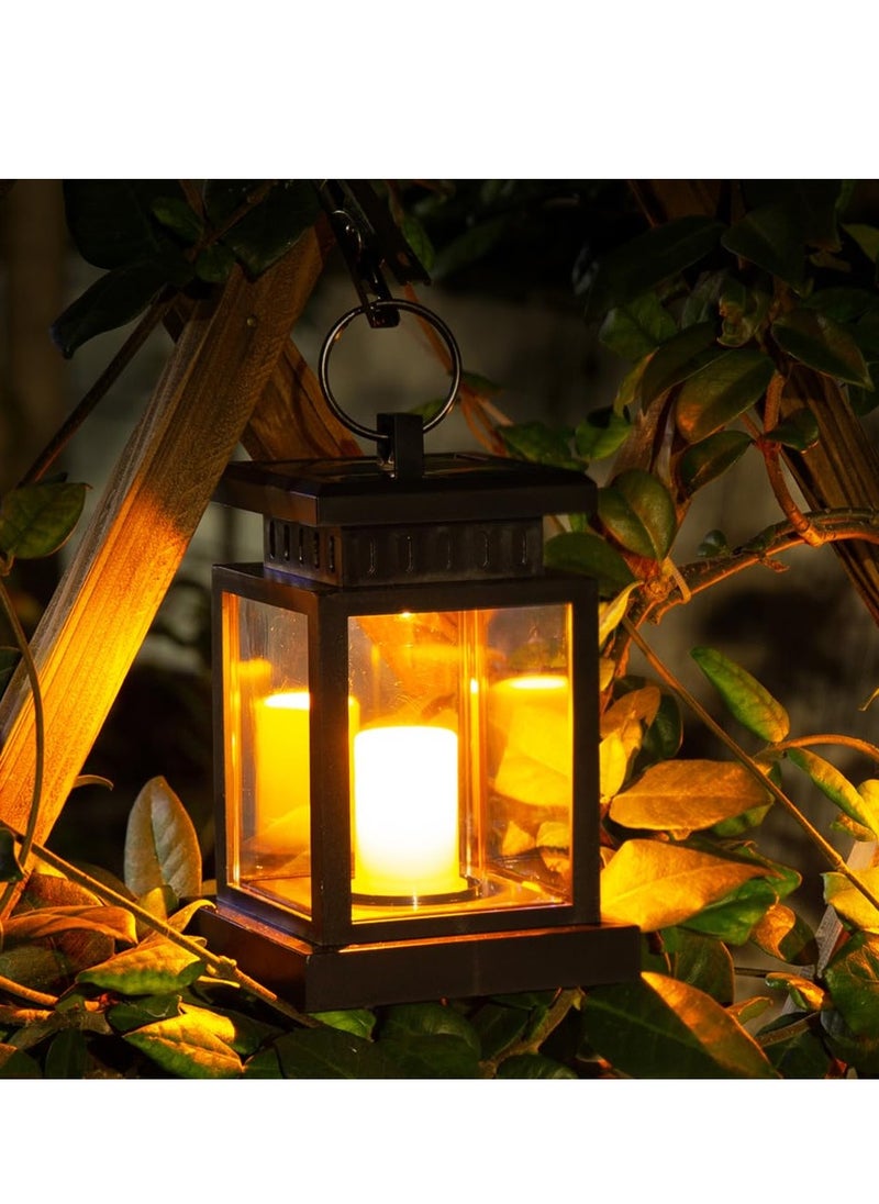 بيوينتي Solar Outdoor Lantern, Solar Candle Flickering Flame Hanging Lanterns, with Clip IP65 Waterproof Decorative Solar Table Lights  for Patio Courtyard Garden Decorative  - Image 1