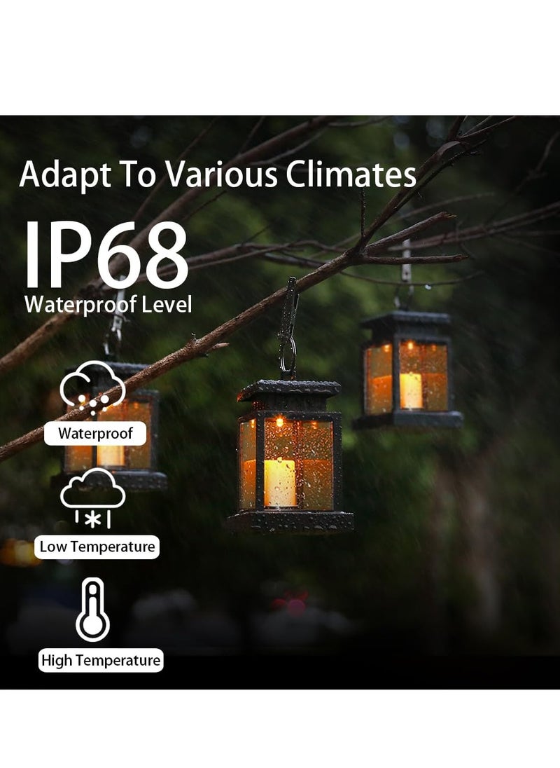 بيوينتي Solar Outdoor Lantern, Solar Candle Flickering Flame Hanging Lanterns, with Clip IP65 Waterproof Decorative Solar Table Lights  for Patio Courtyard Garden Decorative  - Image 2