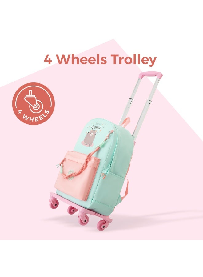 Eazy Kids 16.5” School Backpack w/ 4-Wheel Trolley–Lightweight Laptop School Bag Set, Purfect Dreams Pink - Image 2