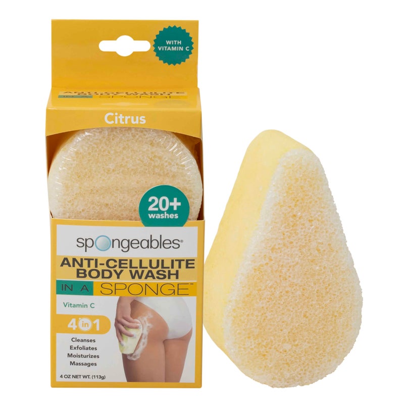 Spongeables Anti Cellulite Body Wash in a 20+ Wash Sponge, Citrus, 1 Count - Image 1